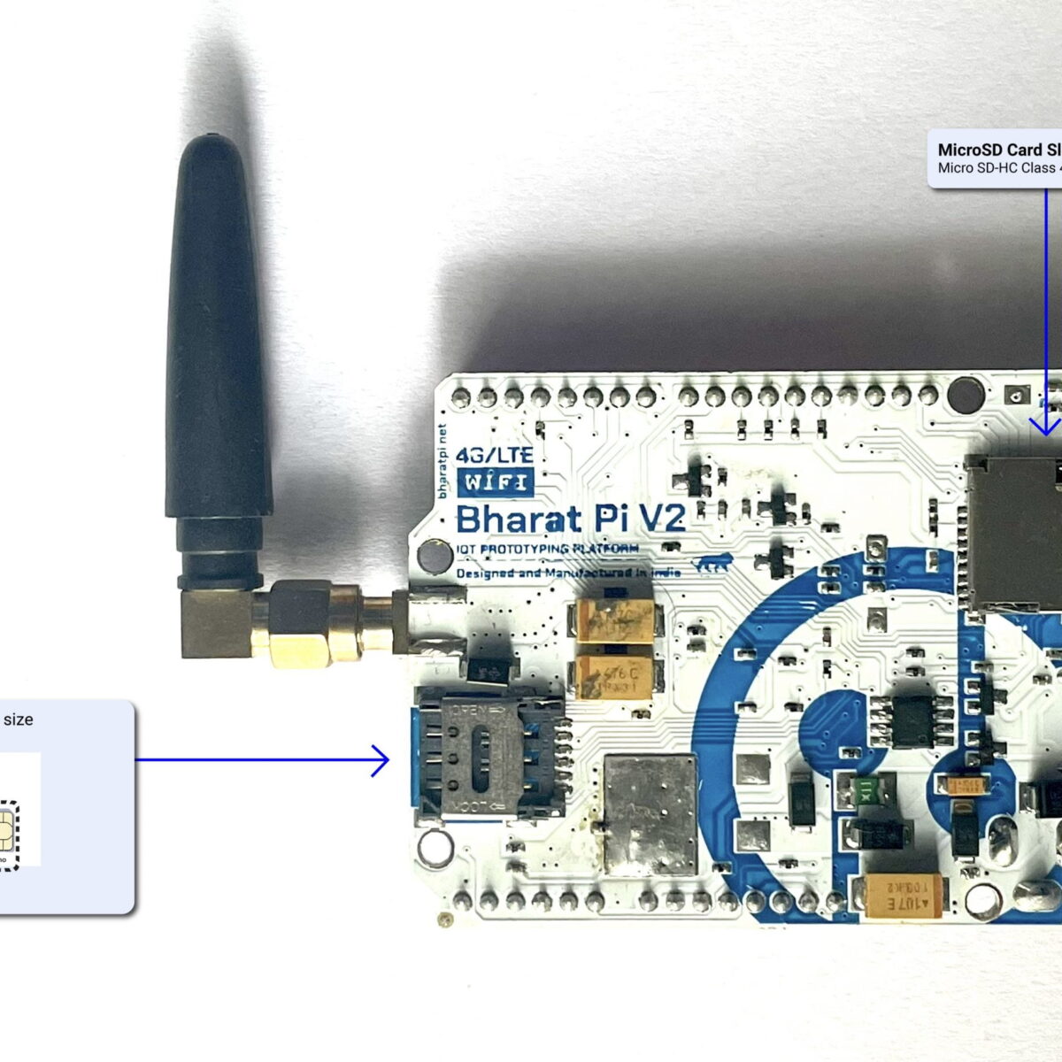 Bharat Pi 4G Board backside View Simcard slot